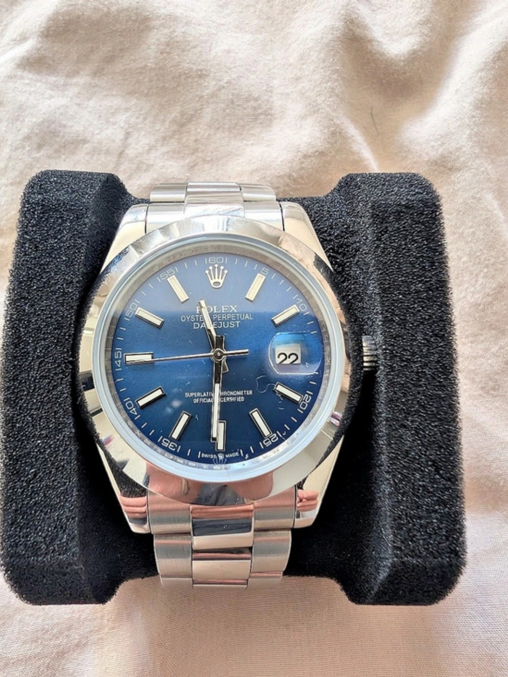 Rolex SC Datejust 41 Blue Index Dial Oystersteel Watch